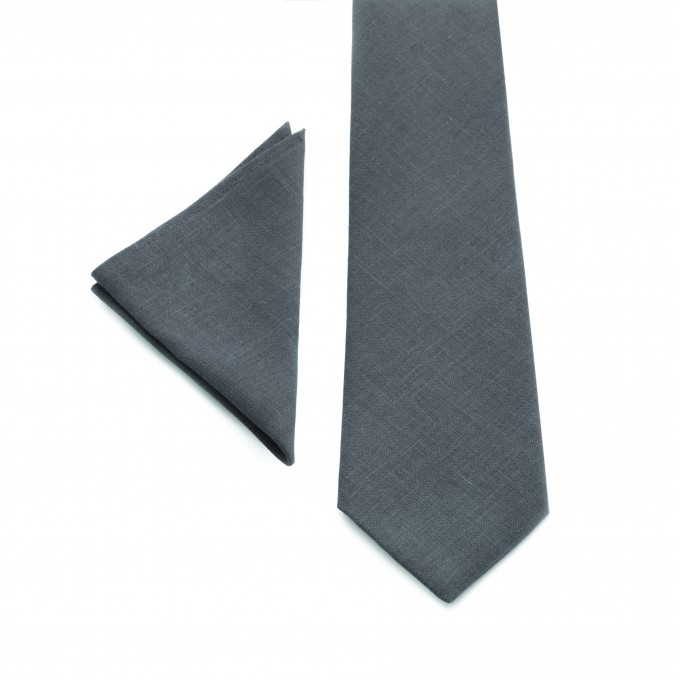Linen charcoal gray pocket square 