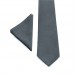 Linen charcoal gray (pewter) necktie and pocket square