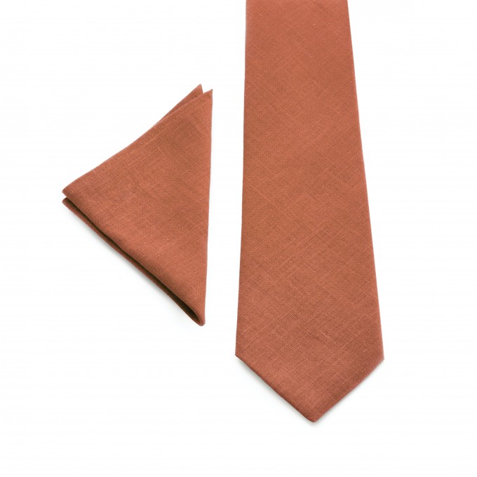 Linen cinnamon pocket square