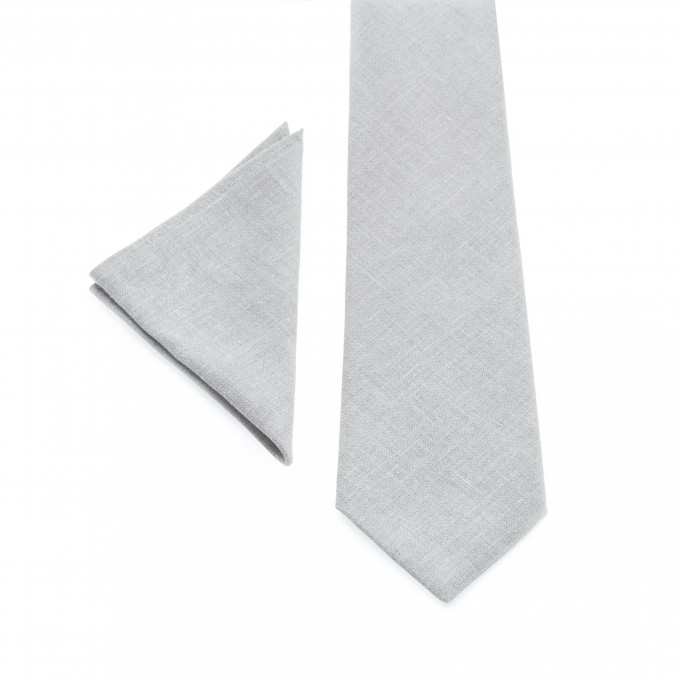 Linen light gray pocket square