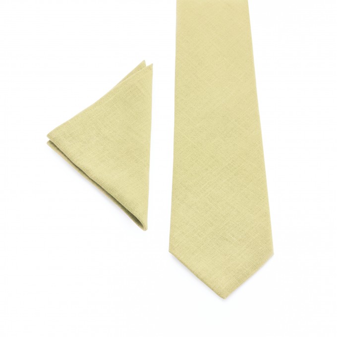 Linen light yellow pocket square