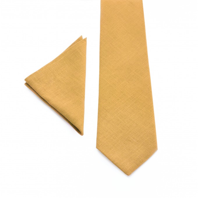 Linen mustard pocket square 