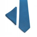 Steel blue tie and pocket square