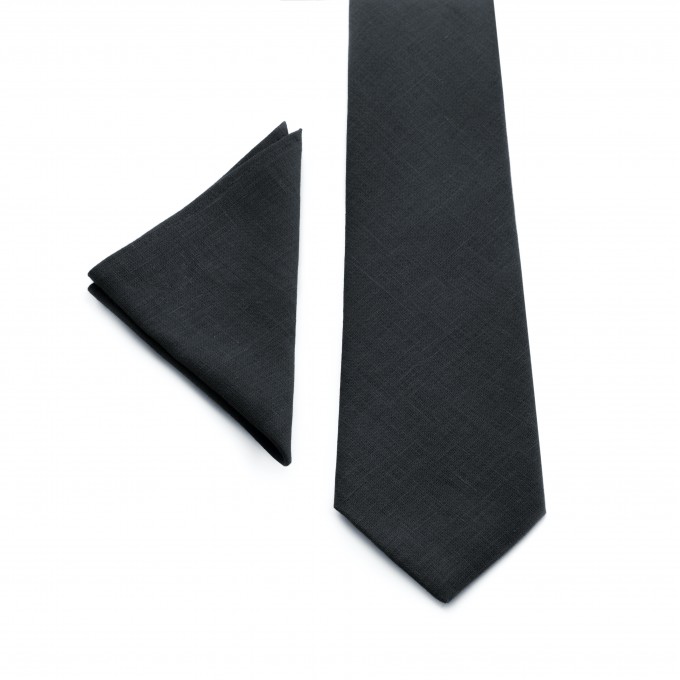 Linen black pocket square