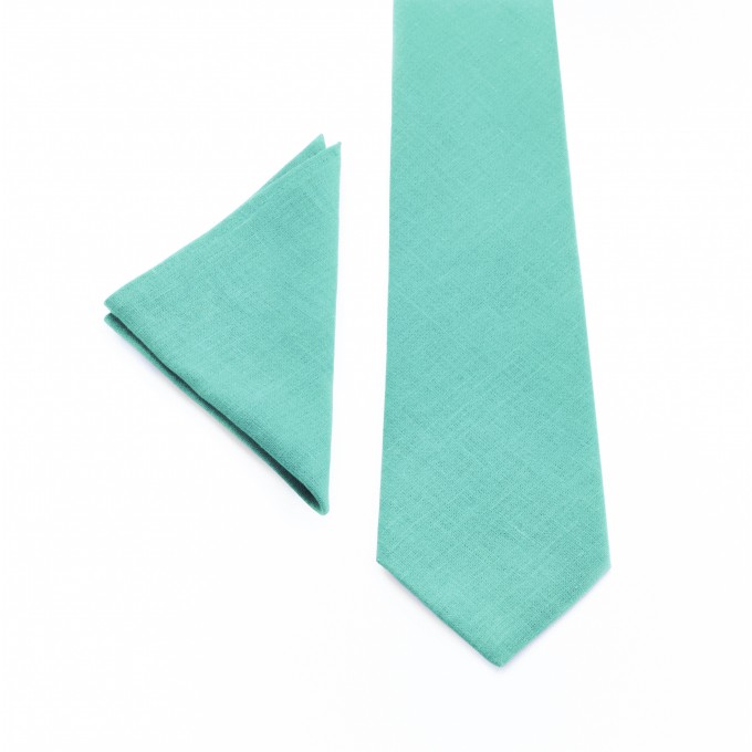 Linen mint (spa) tie and pocket square