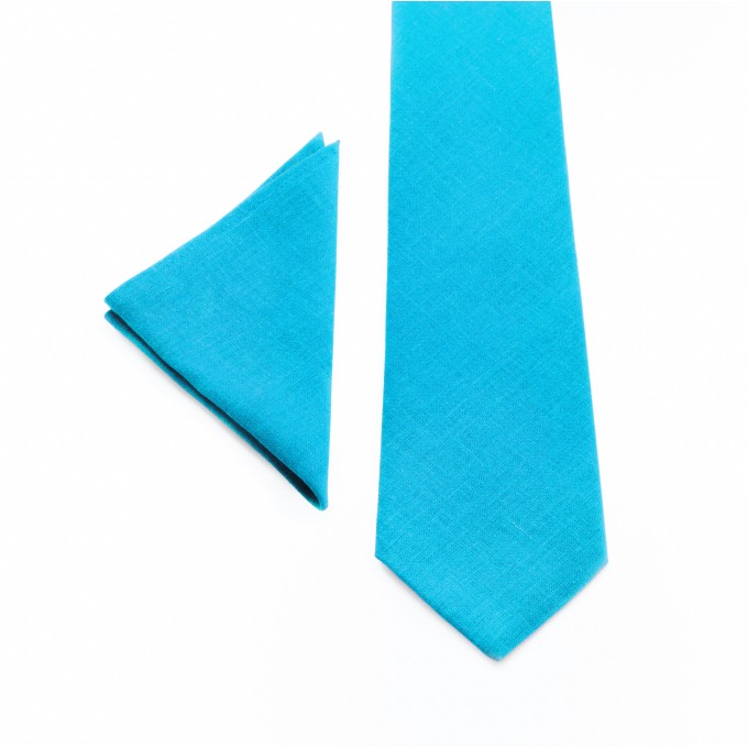 Linen turquoise pocket square