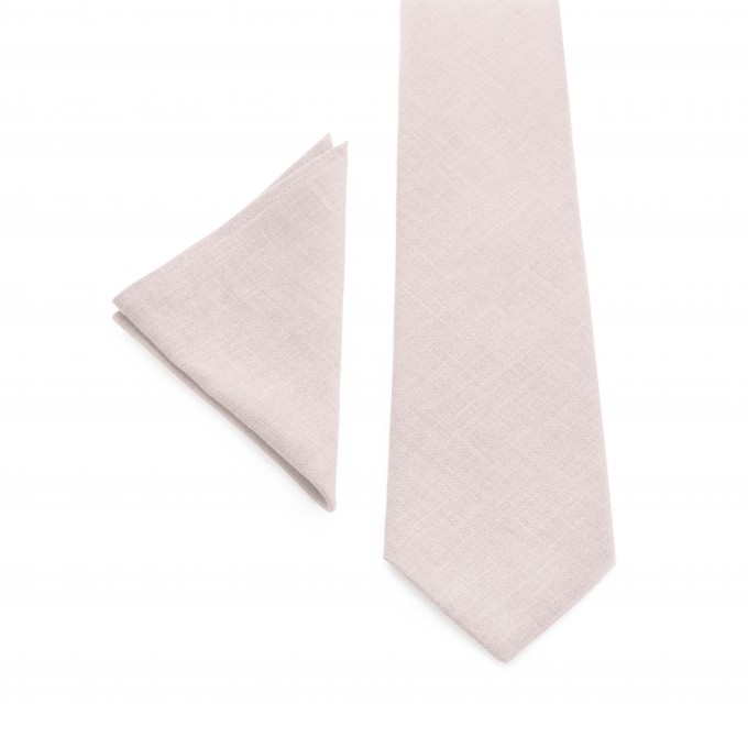 Linen petal pink tie and pocket square