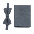 Linen charcoal gray (pewter) bowtie and pocket square
