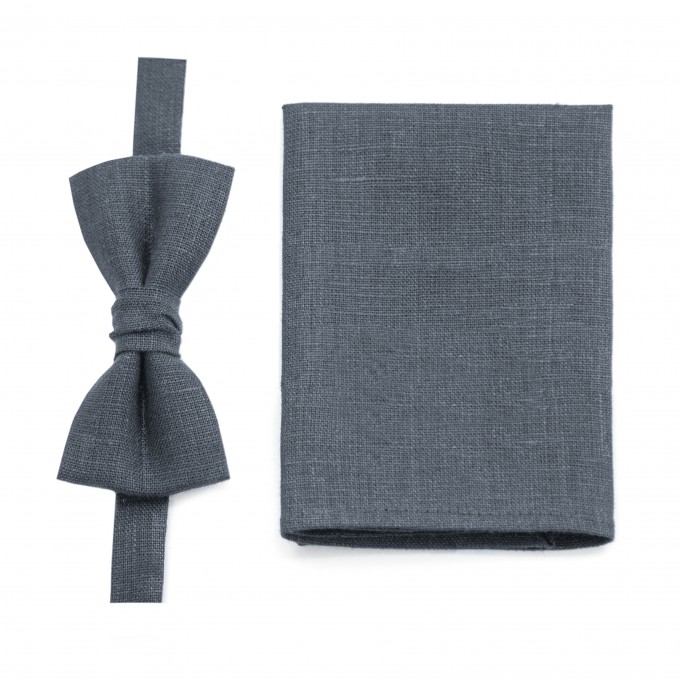 Linen charcoal gray (pewter/steel gray) bowtie