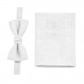 Linen white bow tie and pocket square