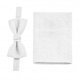 White bow tie and pocket square