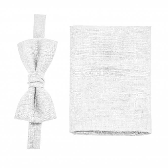 Linen white bow tie