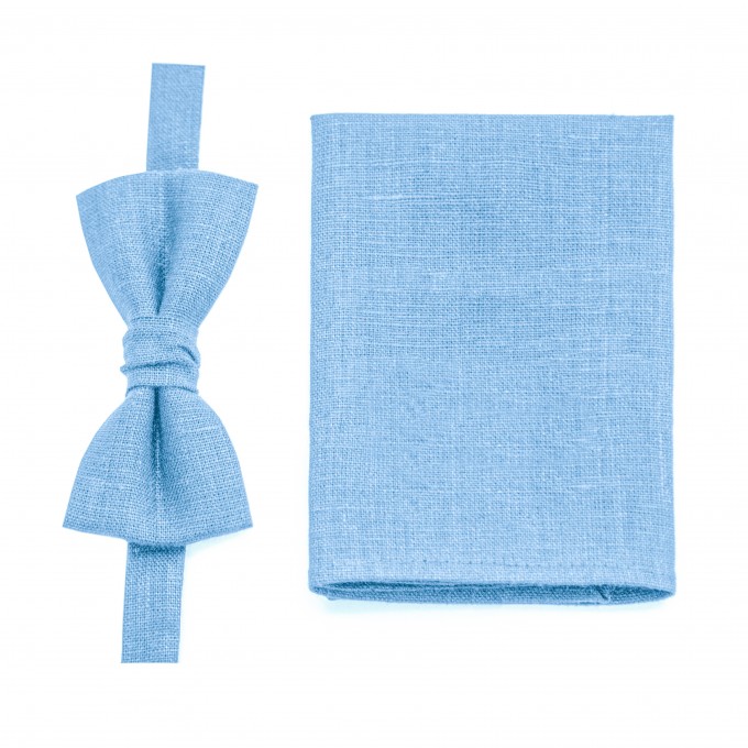 Linen light blue (ice blue) bow tie