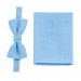 Linen light blue (ice blue) bow tie and pocket square