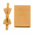 Linen mustard (marigold) bow tie and pocket square