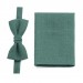Linen forest green bow tie and pocket square