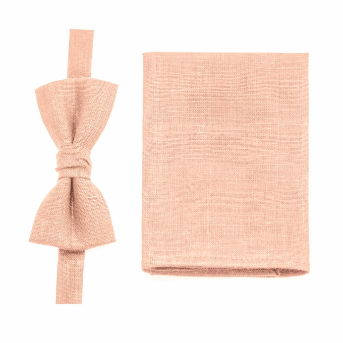 Peach (bellini) bow tie and pocket square