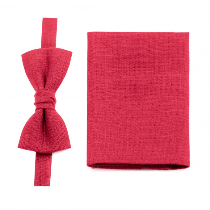 Linen red (valentina) bow tie 