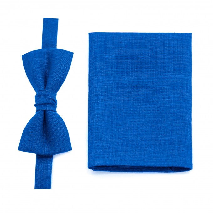 Linen royal blue pocket square