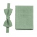 Linen sage green bow tie and pocket square