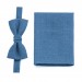 Linen steel blue bow tie and pocket square