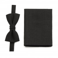 Black bow tie and pocket square
