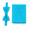 Linen turquoise (malibu) bow tie and pocket square