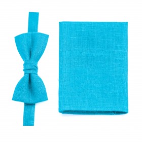 Turquoise (malibu) bow tie and pocket square