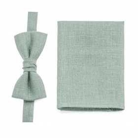Dusty sage bow tie and pocket square