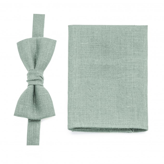 Linen dusty sage bow tie