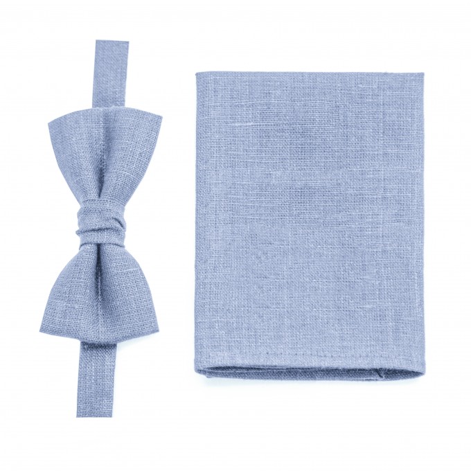 Linen dusty blue pocket square