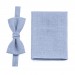 Linen dusty blue bow tie and pocket square