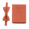 Burnt orange (sienna) bow tie and pocket square