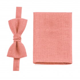 Coral (parfait) bow tie and pocket square