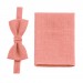 Linen coral bow tie and pocket square