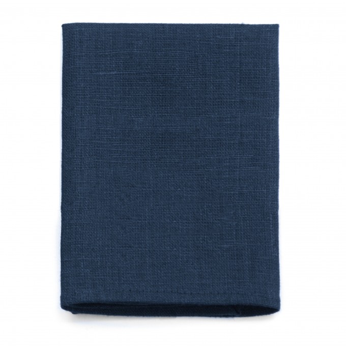 Linen navy blue pocket square