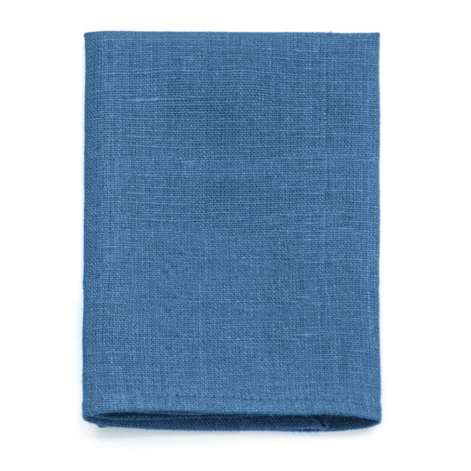 Linen steel blue pocket square