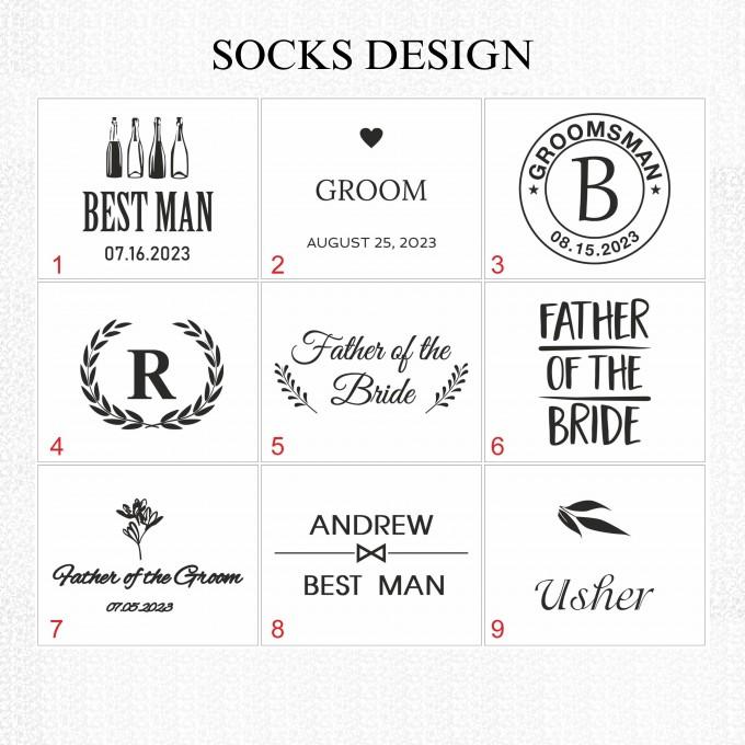 Wedding groomsman socks with custom design