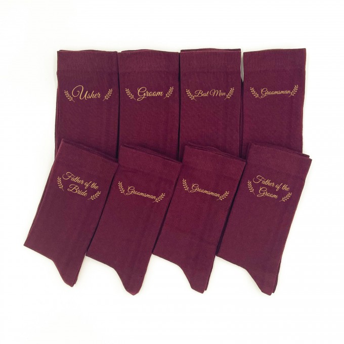 Burgundy (wine) men's dress socks with custom design