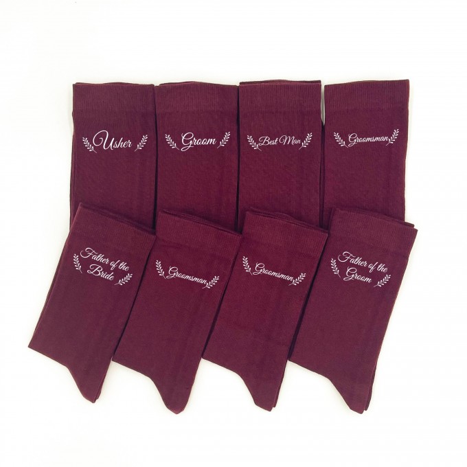 Burgundy (wine) best man socks with custom design