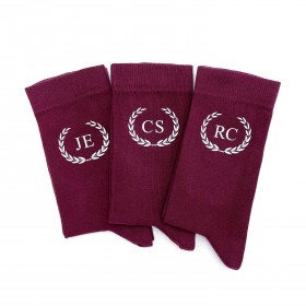 Burgundy (wine) customized socks43 with initials 