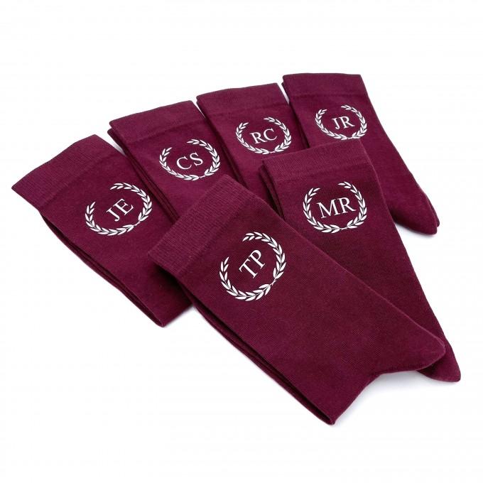 Burgundy (wine) customized socks with initials 