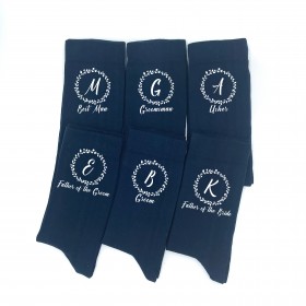 Wedding navy blue socks39 for groomsman gift with custom design