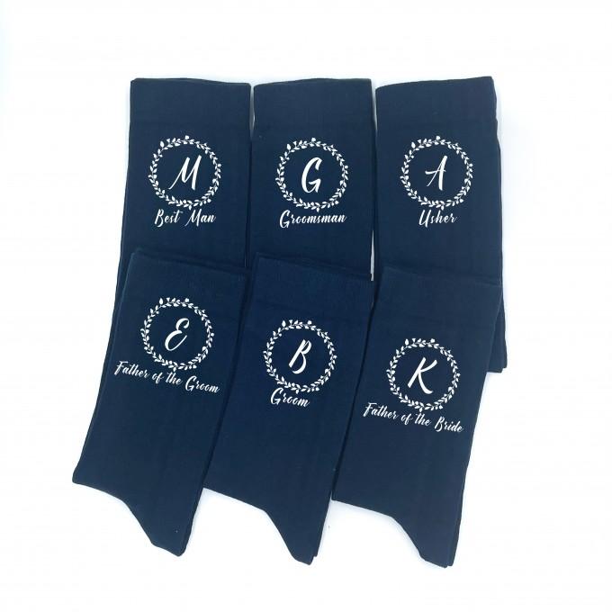 Black groomsman personalised socks with custom design