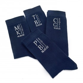 Navy blue custom date socks29