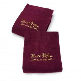 Burgundy best man socks28 with custom design