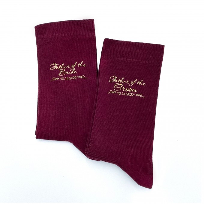 Burgundy socks25 for dad with custom design