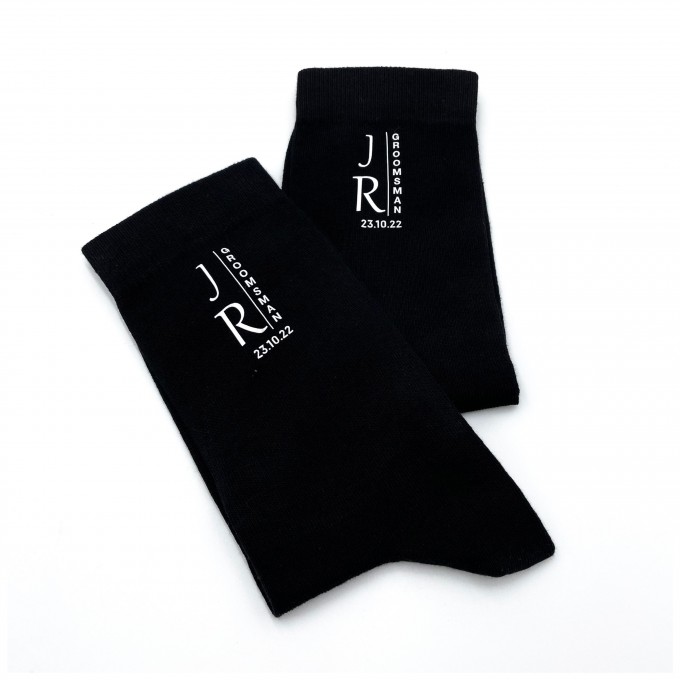 Black groomsman personalised socks with custom design