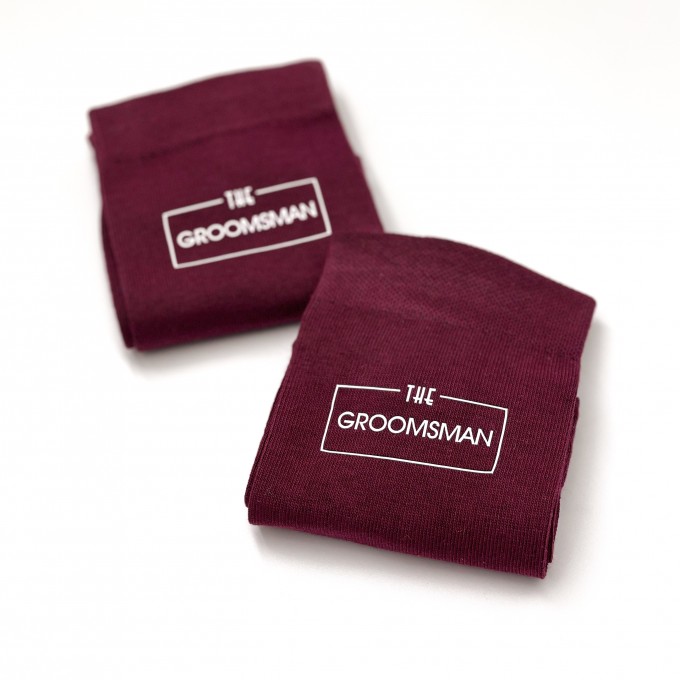 Burgundy groomsmen socks17 with custom design