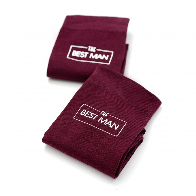 Burgundy groomsman wedding socks16 with custom design